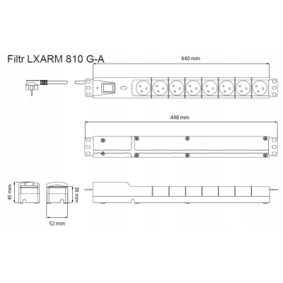 Listwa przeciwprzepięciowa LXARM 810, 3L, PDU, 3,