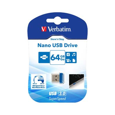Verbatim USB flash disk USB 3.0 64GB Nano StoreNStay niebieski 98711 USB A