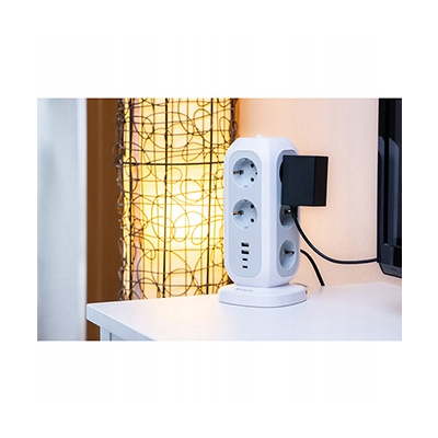 Stacja zasilania Tower Power gniazdo, biała, Verbatim