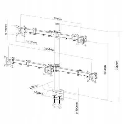 UCHWYT BIURKOWY 5 MONITORÓW 13-20