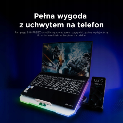 Rampage FREEZ Podstawka pod laptop 9-17'' RGB 6 wentylatorów srebrna