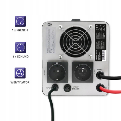 Qoltec Zasilacz awaryjny Pure Sine Wave UPS 500VA 350W Szary 50719