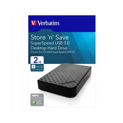 Verbatim zewnętrzny dysk twardy Store N Save 3.5" USB 3.0 2TB 47683 czarny