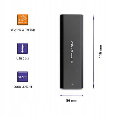 Qoltec Obudowa kieszeń do dysków M.2 SSD NVME PCI-E USB typ C