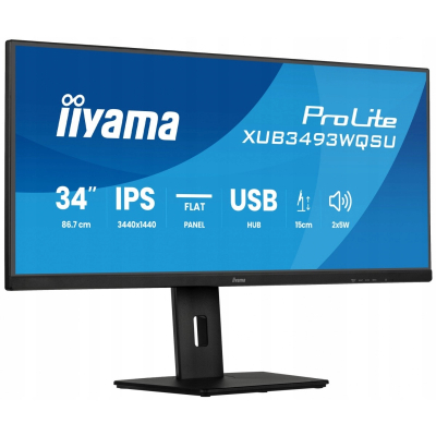 Monitor iiyama ProLite 34 cale XUB3493WQSU-B6 UWQHD DP2xHDMI 21:9 120Hz 1ms
