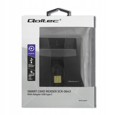 Qoltec Inteligentny czytnik chipowych kart SCR-0643 USB 2.0 +USB-C