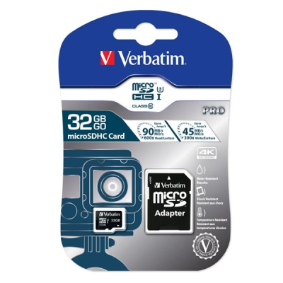 Verbatim Karta pamięci U3, 32GB, micro SDHC 47041, UHS-I U3, V30 z adapterm