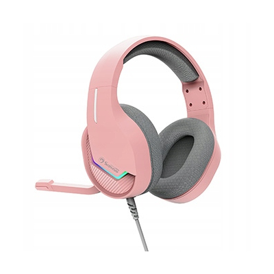 Marvo TACTIC 40 słuchawki z mikrofonem, przewodowe, różowe, 2.0, RGB, USB