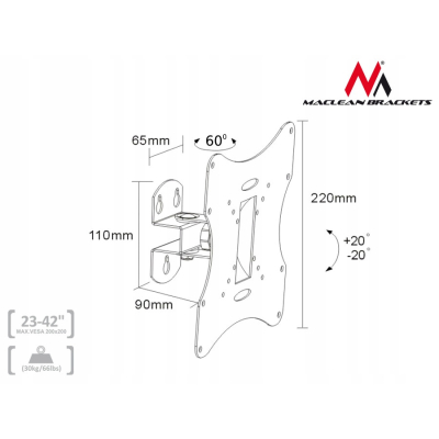 Uchwyt Maclean MC-501A Srebrny do TV 23-42'' 30kg