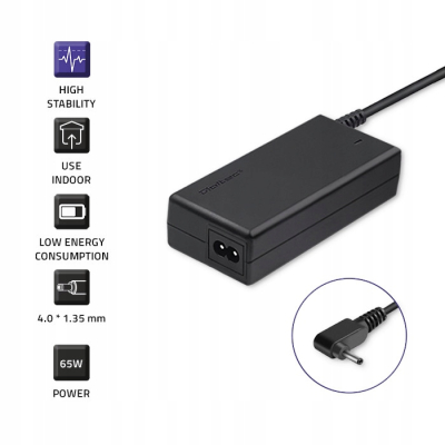 Qoltec Zasilacz do Asus 65W 19V 3.42A 4.0*1.35 +kabel zasilający 51510