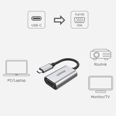 Unitek Y-6315 Adapter USB-C VGA