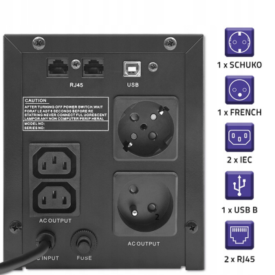 Qoltec Zasilacz UPS Line Interactive Monolith 1500VA 900W 53770