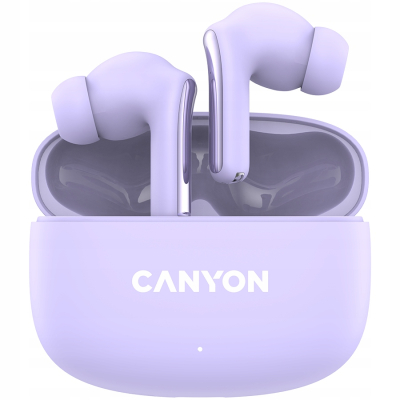 CANYON Słuchawki dokanałowe OnGo 9 Fioletowe ANC ENC USB C TWS