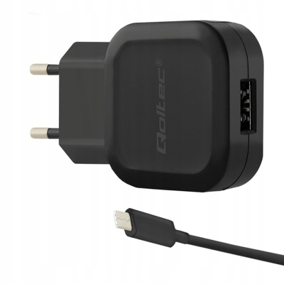 Qoltec Ładowarka sieciowa 12W 5V 2.4A USB + kabel USB typ C 50184