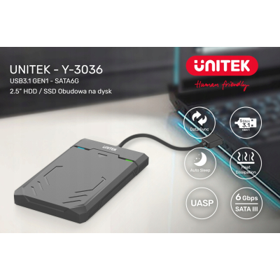 Unitek Y-3036 Obudowa dysku 2,5'' USB 3.1 UASP