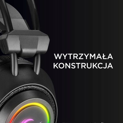 Rampage RM-K19 Plus Przewodowe słuchawki gaming z mikrofon RGB, USB czarne