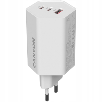 CANYON Ładowarka sieciowa HEXAGON 65 GaN 65W 2xPD 1xQC EU Biała