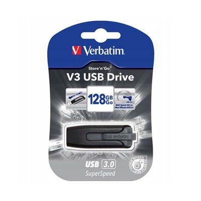 Verbatim USB 3.0, 128GB, V3, Store N Go, czarny, 49189, z wysuwanym złączem