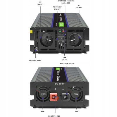 Qoltec Przetwornica Monolith 4000 MS Wave 12V na 230V 2000/4000W USB