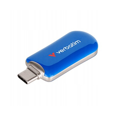 Verbatim USB flash disk, USB C, 128GB, Plectra, niebieski, 30233, USB C