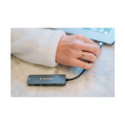 Verbatim USB-C Hub wieloportowy 4-port, 32155, szary, długość kabla 18 cm