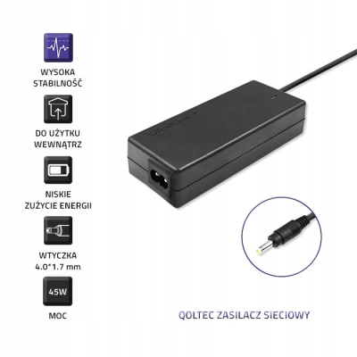 Qoltec Zasilacz do Lenovo 45W 20V 2.25A 4.0*1.7 +kabel zasilający 51509