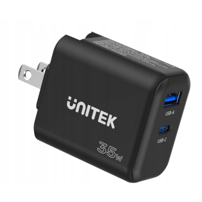 Unitek ładowarka GaN PD 35W USB-C + USB-A czarna