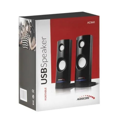 GŁOŚNIKI KOMPUTEROWE 2.0 USB MINIJACK do KOMPUTERA LAPTOPA AUDIOCORE AC860