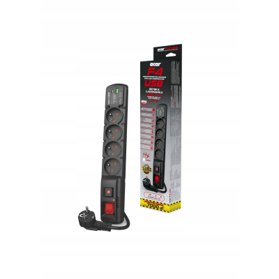 ACAR FILTR PRZECIWPRZEPIĘCIOWY F4 1,5M USB A+C (szybka ładowarka) W2439