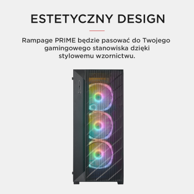 Rampage Prime Mesh Obudowa PC 4x wentylator ARGB + hub E-ATX