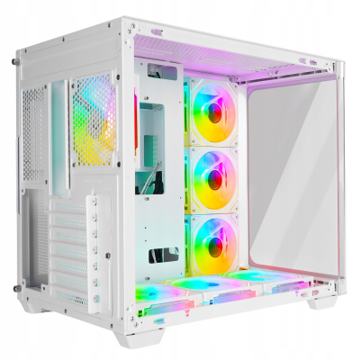 Rampage Loopy Obudowa PC akwarium 7x wentylator ARGB Infinity HUB biała