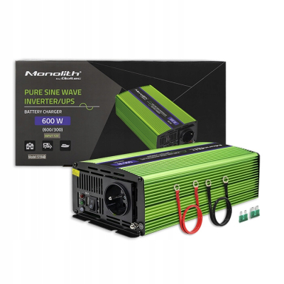 Qoltec Przetwornica Monolith ładowanie baterii UPS 300W 600W 12V/230V