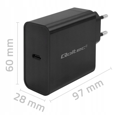 Qoltec Ładowarka Super Quick PD 1xUSB-C 65W 5-20V 3-3.25A Czarna