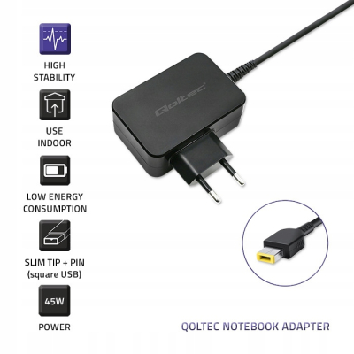 Qoltec Zasilacz do Lenovo 45W 20V 2.25A Slim tip+pin 51035