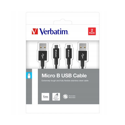 Verbatim USB kabel (2.0) USB A M - microUSB (M) 1m reversible czarny 48874
