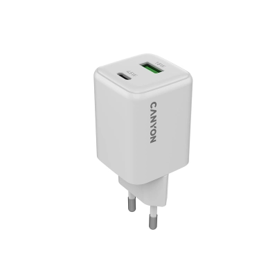 CANYON Ładowarka sieciowa CU45AC GaN 45W 1xPD 1xQC EU Biała