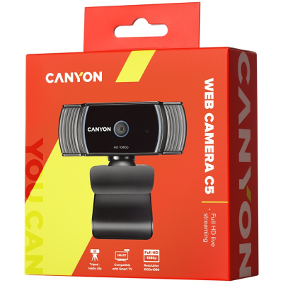 Canyon C5 Full HD - kamera internetowa 1080p z autofokusem (czarna)