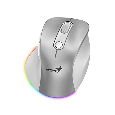 Genius Ergo 9000S Pro Mysz bezprzewodowa, srebrna, 2400DPI