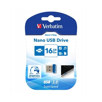 Verbatim USB flash disk USB 3.0 16GB Nano StoreNStay niebieski 98709 USB A