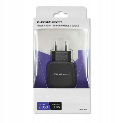 Qoltec Ładowarka sieciowa 17W 5V 3.4A 2xUSB 50186