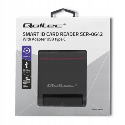 Qoltec Inteligentny czytnik chipowych kart SCR-0642 USB 2.0 +USB-C