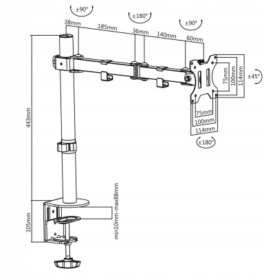 Uchwyt biurkowy Maclean MC-753 do 13-32'' 8 kg