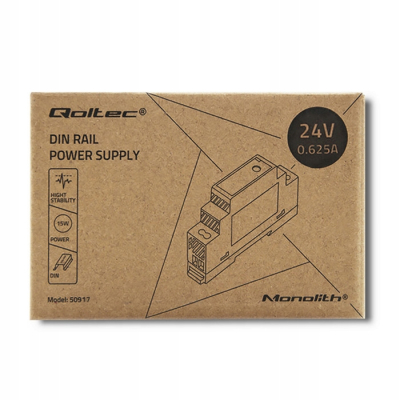 Qoltec Zasilacz na szynę DIN 15W 24V 0.625A Szary