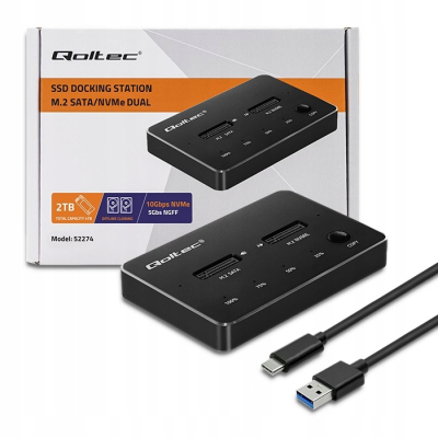 Qoltec Stacja dokująca dysków SSD M.2 NVMe SATA USB-C DUAL 2 x 2TB