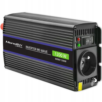 Qoltec Przetwornica Monolith 1200 MS Wave 12V/230V 600/1200W USB