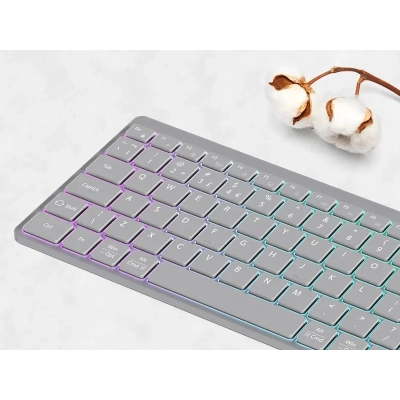 CANYON Klawiatura HKB-W11 UK/US RGB Dwa Tryby Bezprzewodowa Szara