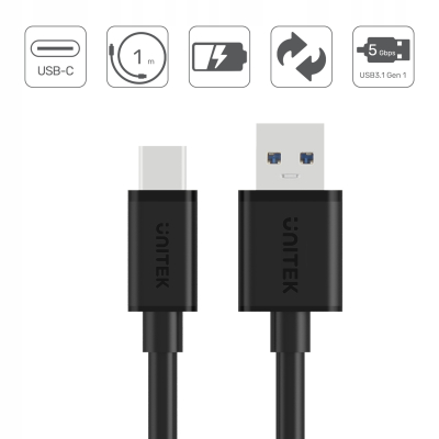 Unitek Y-C474BK kabel 1m USB TYP-C do USB 3.0