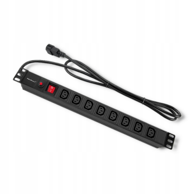 Qoltec Listwa zasilająca PDU antyprzeciąż. do RACK 19 1U 10A 8xIEC 2m