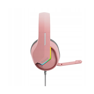 Marvo TACTIC 40 słuchawki z mikrofonem, przewodowe, różowe, 2.0, RGB, USB