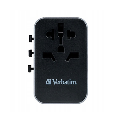 Verbatim, Adapter podróżny World-to-World UTA-04 USB-A, USB-C, czarny, 61 W